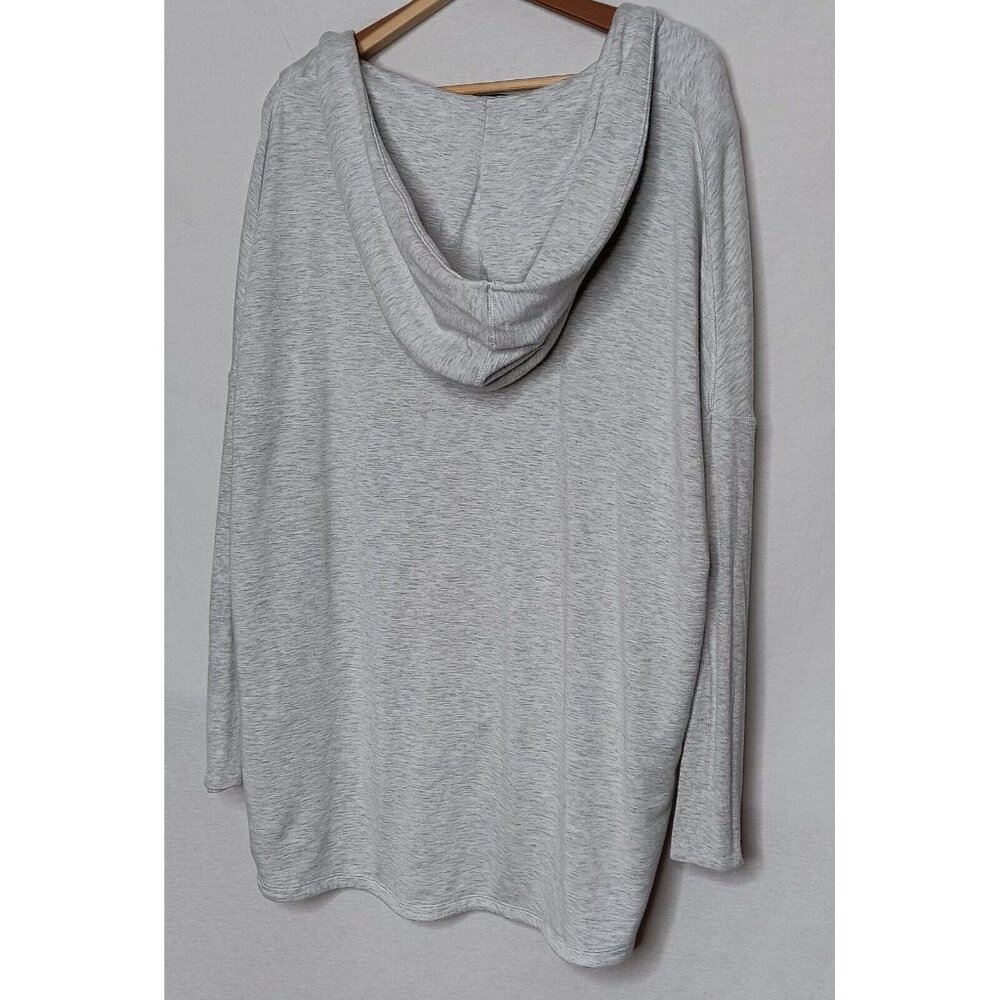 Athleta Womens Large Purana Wrap Sweatshirt Gray Heather Ribbed Long Sleeve Top - Picture 2 of 15